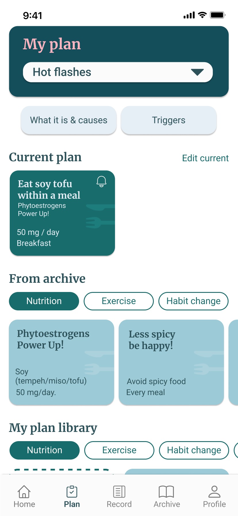 My plan screen