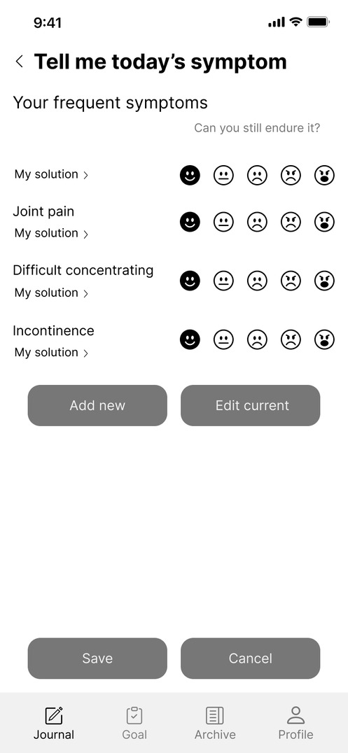 Wireframe: journal